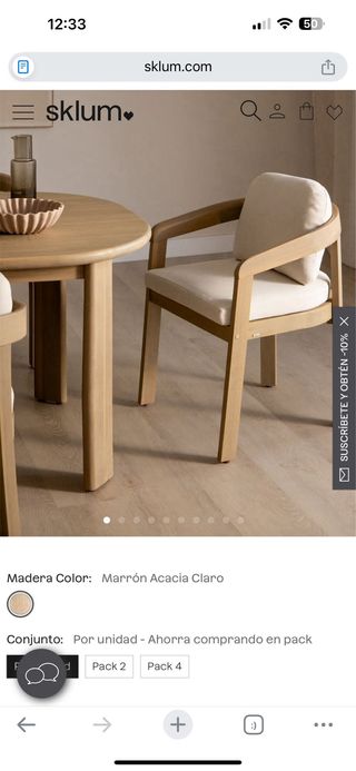 Silla comedor Uleno Sklum Madera Acacia Clara