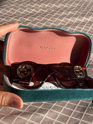 Gafas Gucci Marrón y Dorado Sin Graduar
