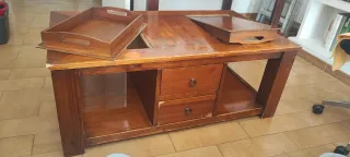 Mesa baja madera maciza salón