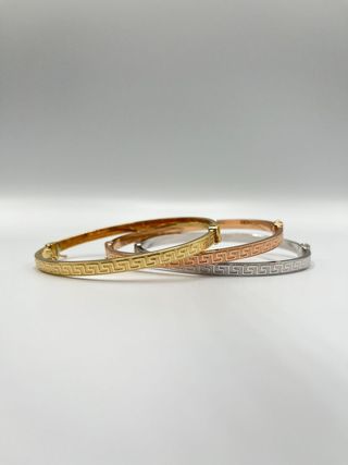 SEMANARIO 3 PULSERAS RIGIDAS GRECA 4MM 18k