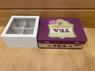 Cajas de té de madera y metal