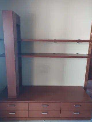 Mueble TV madera y cristal