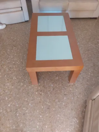 Mesa de centro elevable madera y cristal