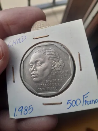 Moneda Chad 500 Francos 1985 Cuproníquel