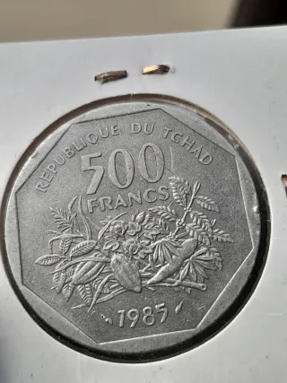 Moneda Chad 500 Francos 1985 Cuproníquel