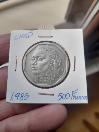 Moneda Chad 500 Francos 1985 Cuproníquel