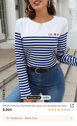 Camiseta de rayas azul y blanco