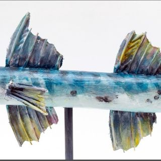 Escultura Barracuda madera reciclada -Pieza única