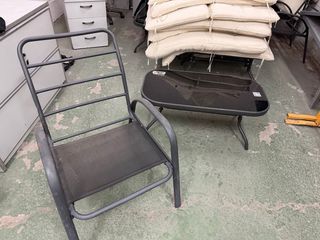 Mesa de terraza cristal y metal