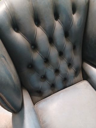 2 Sillones Chesterfield Vintage Piel Azul
