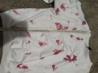 Felpa donna bianca con macchie rosse