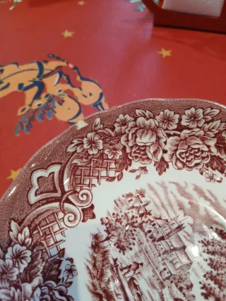 4 Piezas de Porcelana Inglesa rosa y blanco