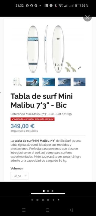 Tabla de surf BIC 7,3 Mini Malibu