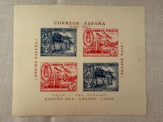 Hoja Bloque Pro Rodanas Guerra Civil 1936-1937
