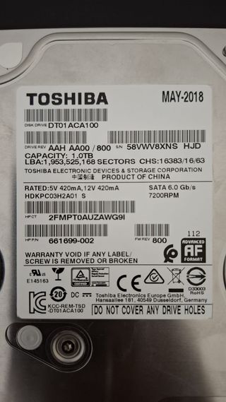 Disco Duro Toshiba 1TB SATA 6.0 Gb/s