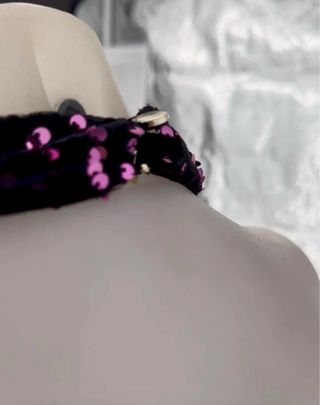 Vestido corto lentejuelas morado/negro