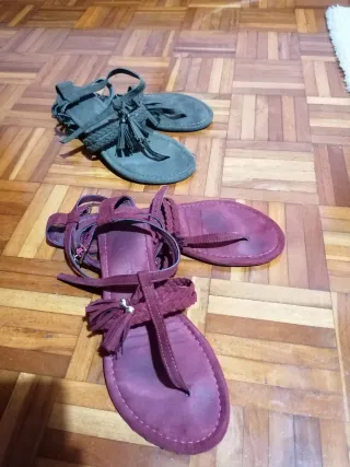 2 Pares Sandalias Mujer (Verde y Rojo)