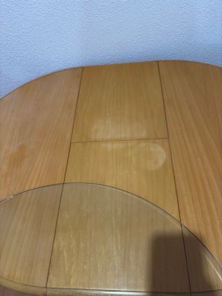 Mesa redonda extensible madera y cristal