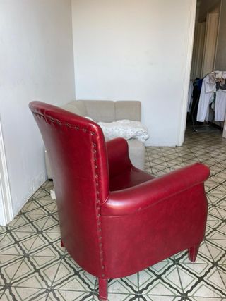 Sillón vintage piel roja