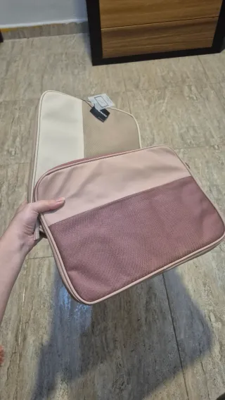 Funda para portátil/ordenador (rosa y beige)