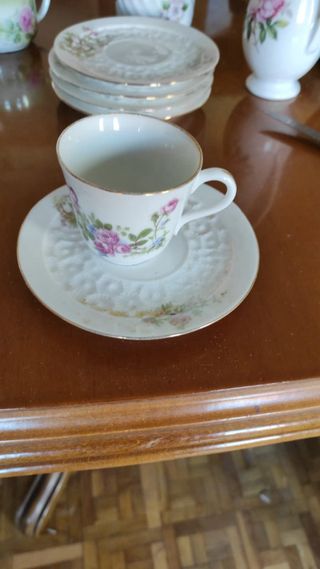 Juego de café porcelana oro