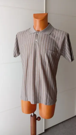 Polo Rayas Vintage Hombre Beige/Gris
