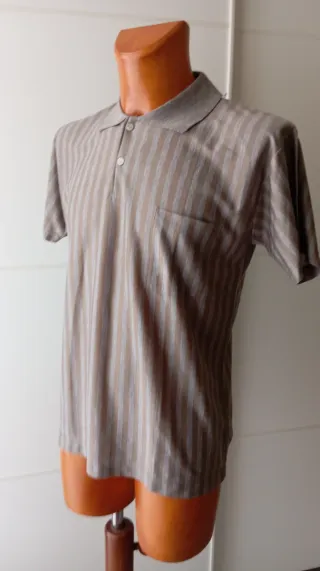 Polo Rayas Vintage Hombre Beige/Gris