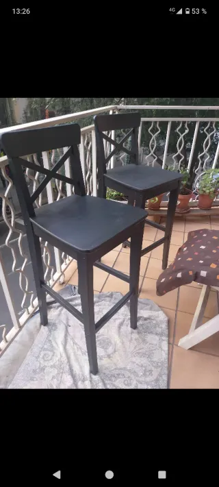 Taburete alto madera negro