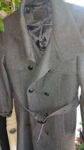 Abrigo largo lana Mango gris