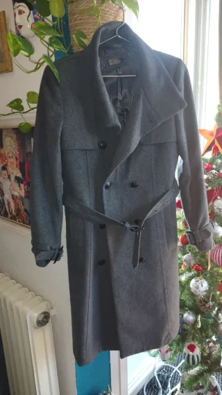 Abrigo largo lana Mango gris