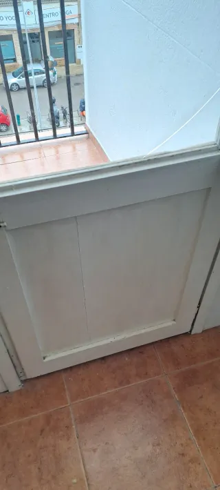 Puerta de madera blanca con cristal