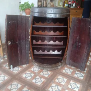 Botellero Barrica Madera y Metal