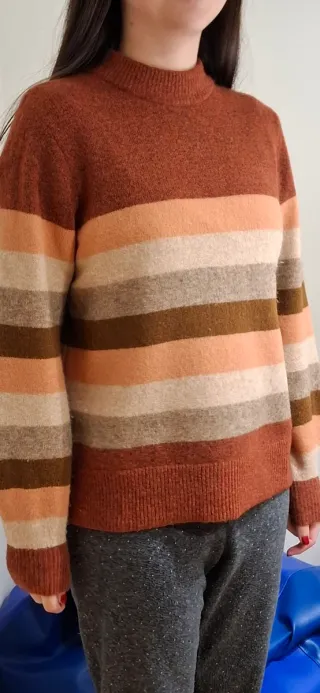 Jersey lana rayas marrón naranja