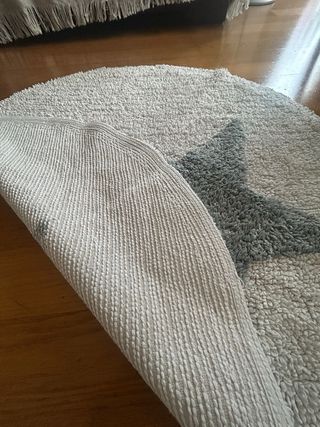 Alfombra redonda con estrella gris/azul