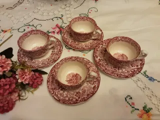 Juego 4 tazas y platos Cartuja Sevilla Antiguo