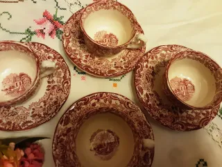 Juego 4 tazas y platos Cartuja Sevilla Antiguo