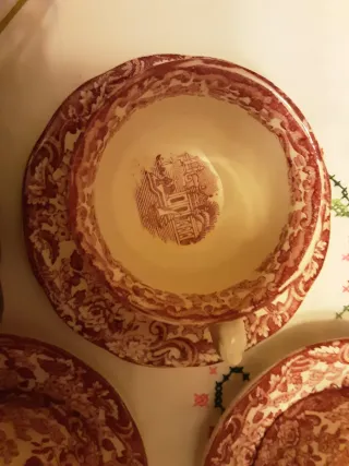 Juego 4 tazas y platos Cartuja Sevilla Antiguo