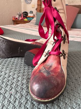 Botines Laura Cita Rojos y Blancos