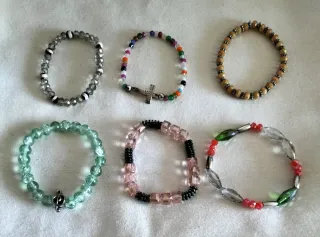 Lote 6 pulseras elásticas cristal y piedras