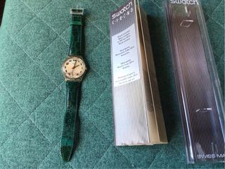 Swatch Orologio, cinturino origin.Pelle Verde 1995