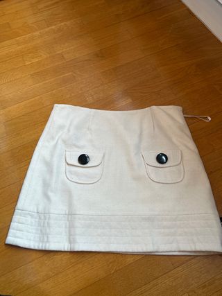 Falda Lana Van Dos Crema Talla 38