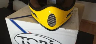 Casco Moto Cross Vintage Amarillo