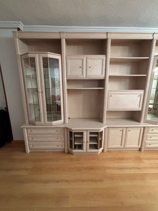 Mueble de salón modular madera y cristal