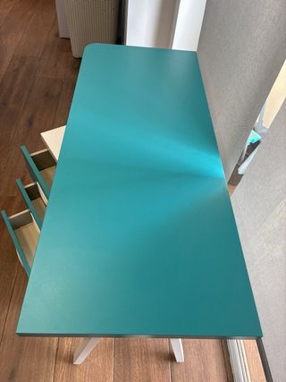 Escritorio 120x50x75 y cajonera verdeazul 46x40x58