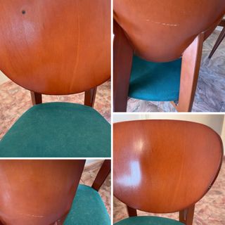 4 Sillas Comedor Vintage Madera y Tela