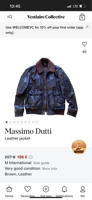 Chaqueta de cuero marrón Massimo Dutti