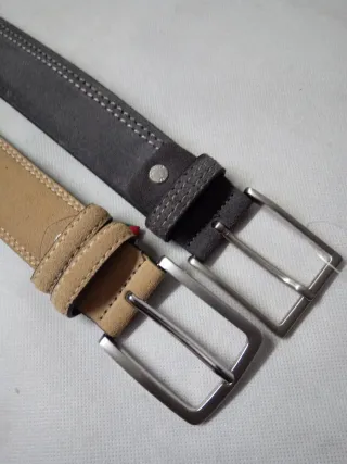 Set 2 Cinture Uomo Pelle Camoscio