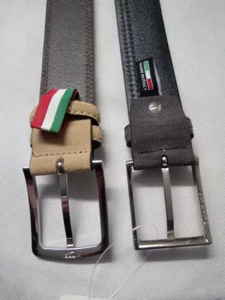 Set 2 Cinture Uomo Pelle Camoscio