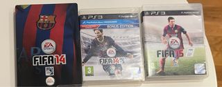 Mandos PS3 + FIFA 14 y 15 + caja Barsa FIFA 14