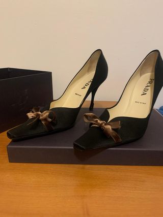 Scarpe Prada Tacco Nero con Fiocco